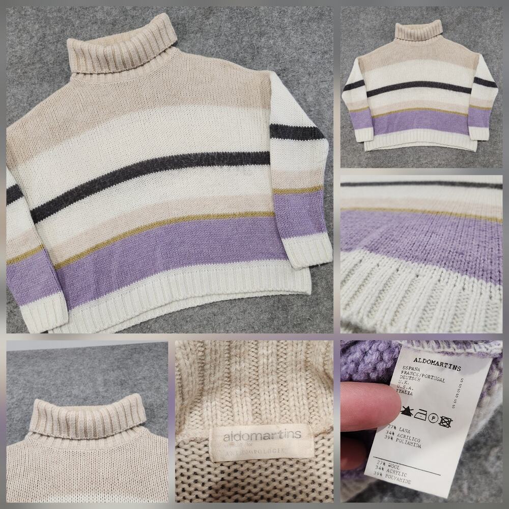 Aldomartins Anthropologie Womens S Small Wool Blend Stripe Turtleneck‎ Sweater